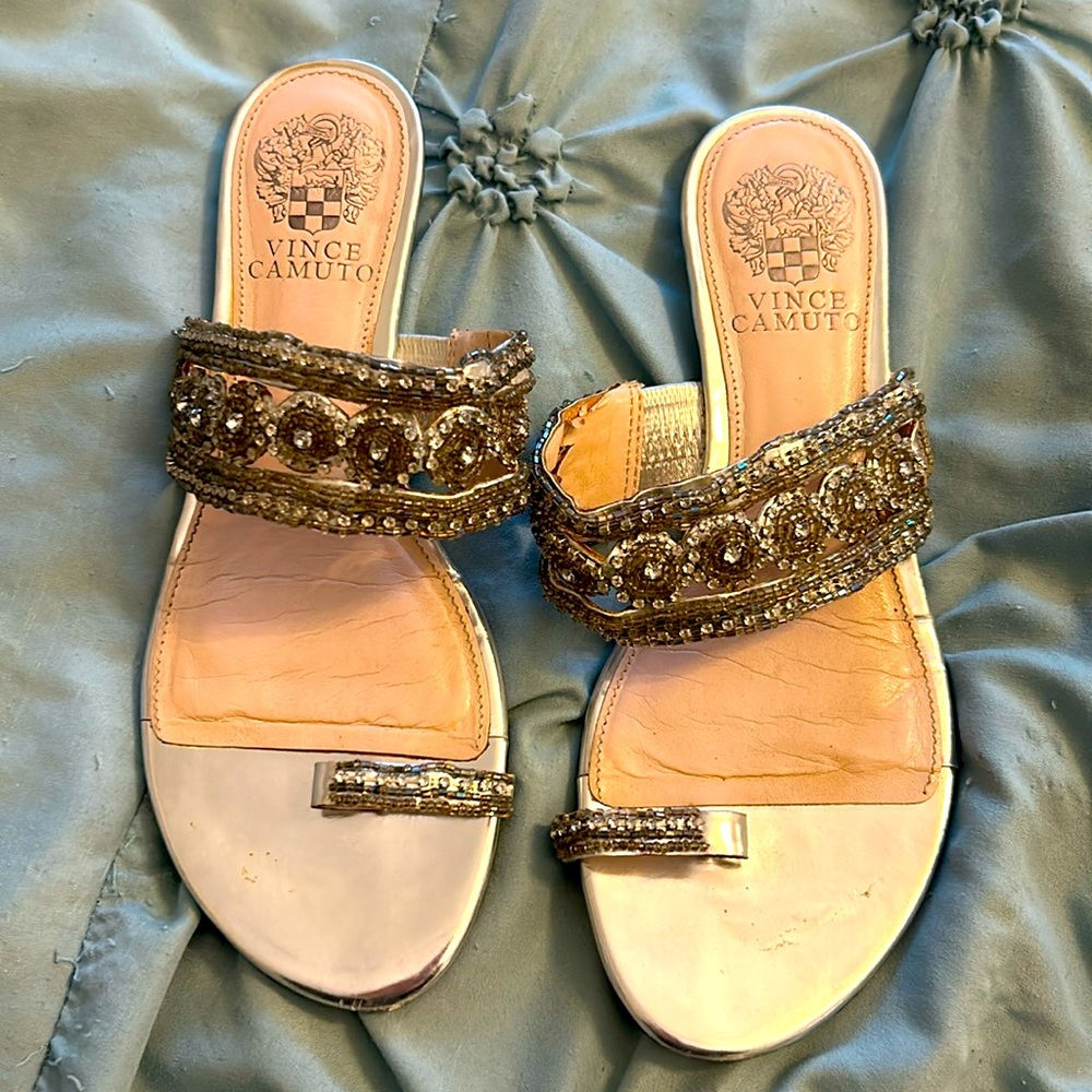 Silver bedazzled sandals